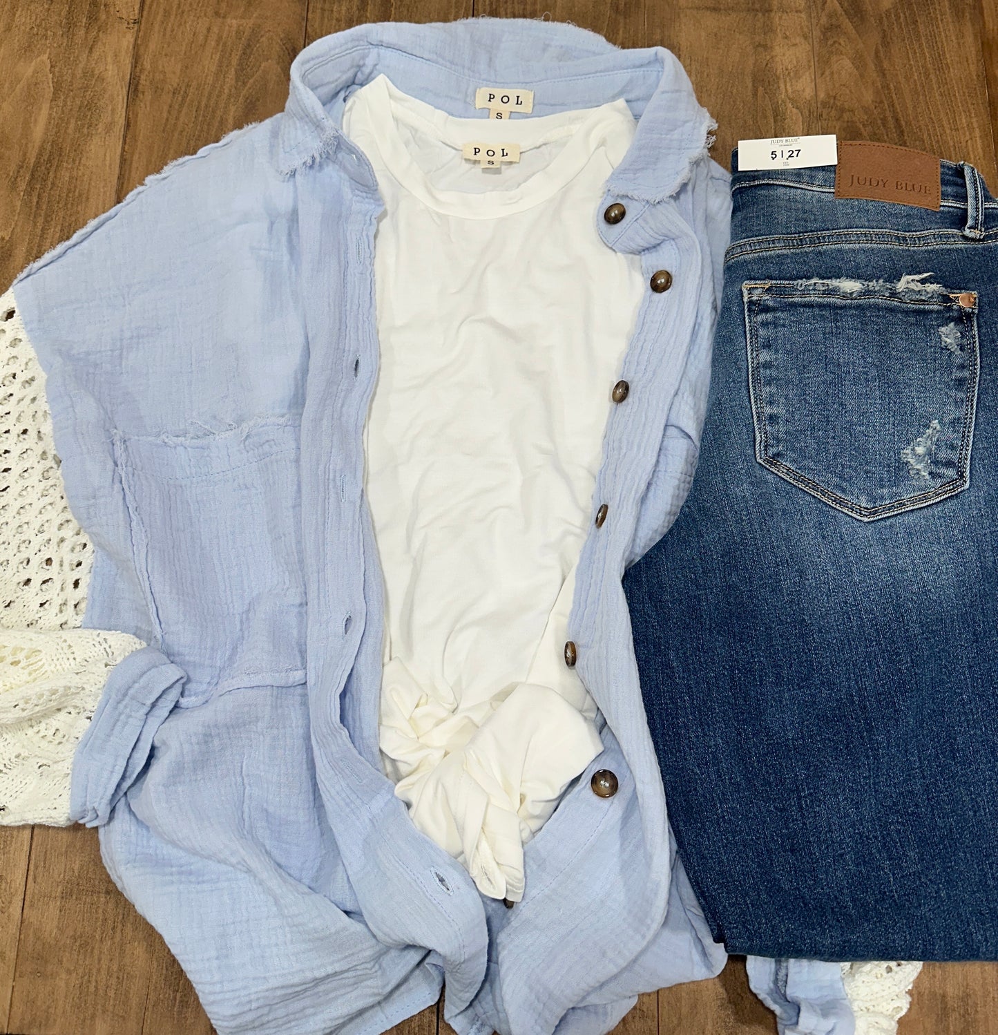 Knit & Sky Blue Button Down