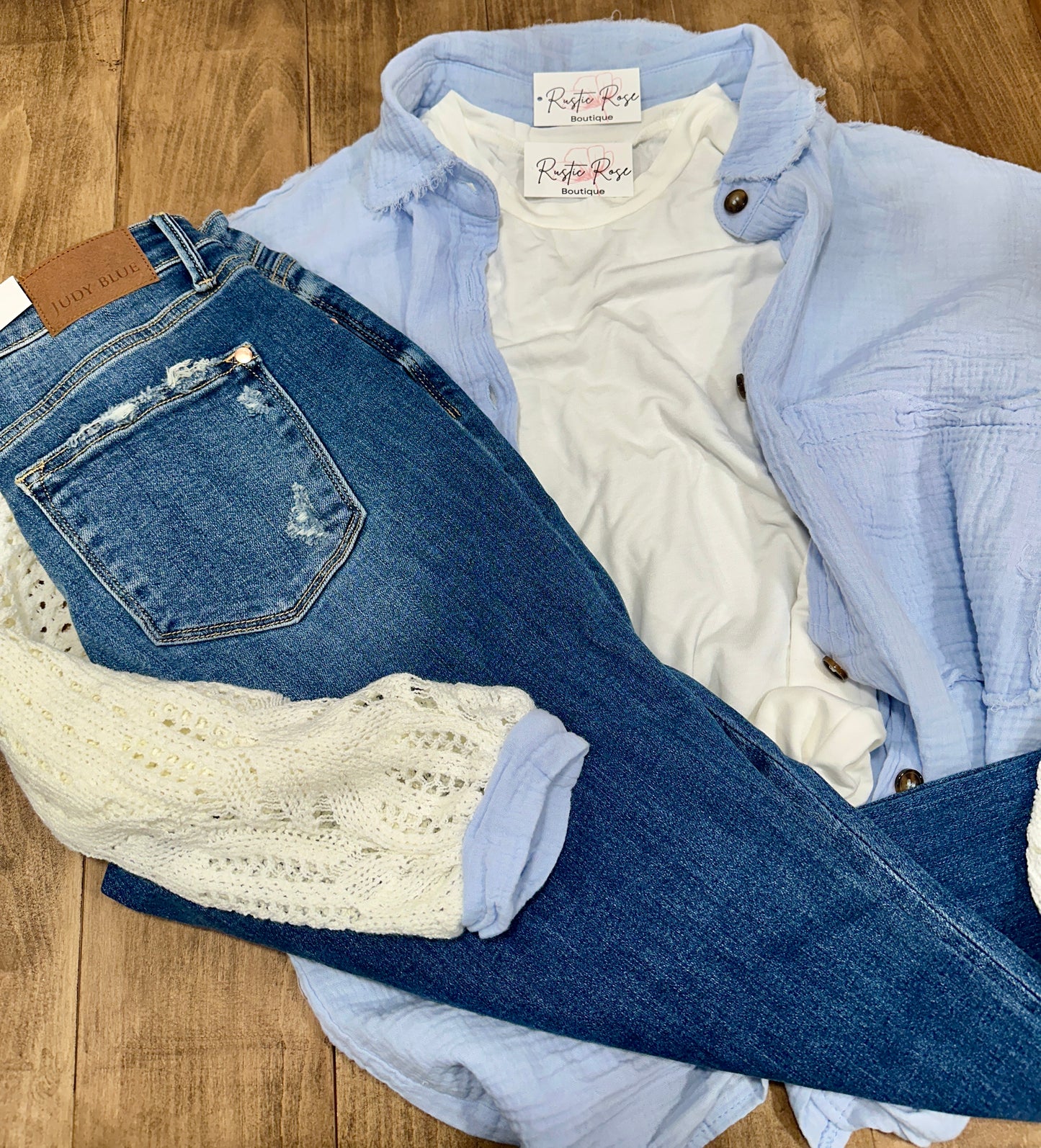 Knit & Sky Blue Button Down
