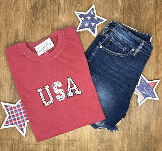 USA T-Shirt - Vintage Red